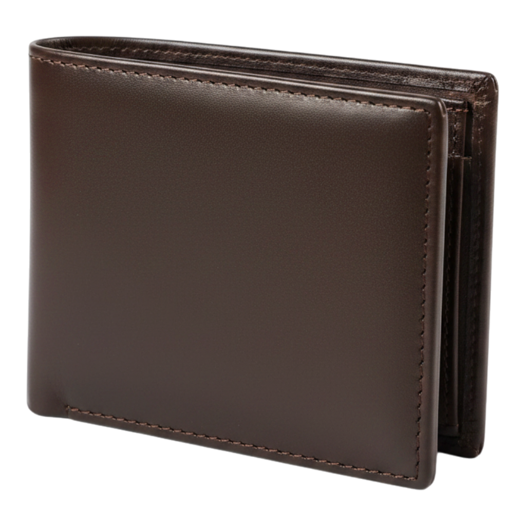 Premium Genuine Leather Men's Bi-Fold Wallet - Classic Chocolate Brown