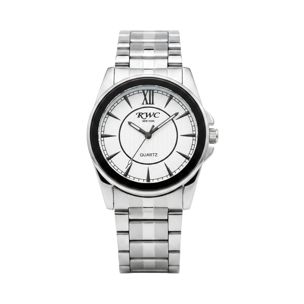 KWC Star Men's Quartz Analog Wrist Watch – Silver Stainless Steel Link Chain
